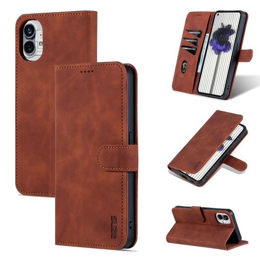 For Nothing Phone 1 AZNS Skin Feel Calf Texture Flip Leather Phone Case (Brown) - More Brand by AZNS | Online Shopping South Africa | PMC Jewellery | Buy Now Pay Later Mobicred