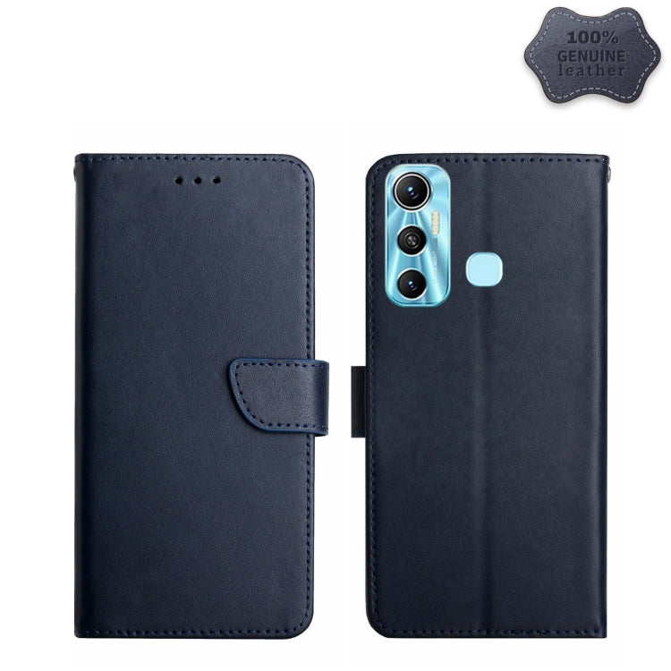 For Infinix Hot 11 Genuine Leather Fingerprint-proof Horizontal Flip Phone Case(Blue) - Infinix Cases by PMC TechLife | Online Shopping South Africa | PMC TechLife | Buy Now Pay Later Mobicred