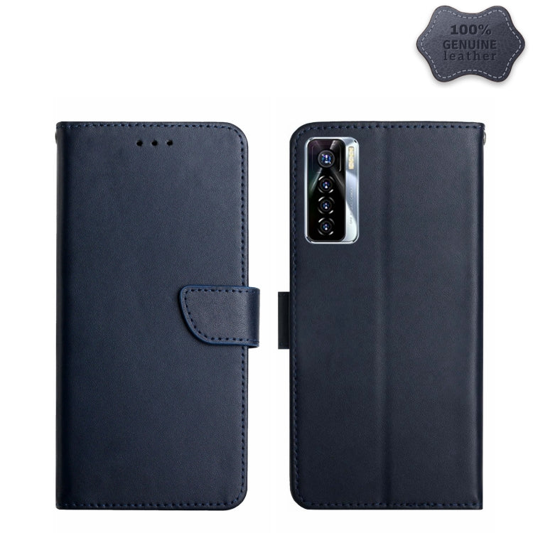 For Tecno Camon 17 Pro Genuine Leather Fingerprint-proof Horizontal Flip Phone Case(Blue) - Tecno Cases by PMC TechLife | Online Shopping South Africa | PMC TechLife | Buy Now Pay Later Mobicred