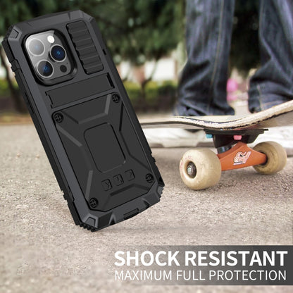 For iPhone 14 Pro R-JUST Shockproof Waterproof Dust-proof Case with Holder(Black) - iPhone 14 Pro Cases by R-JUST | Online Shopping South Africa | PMC Jewellery