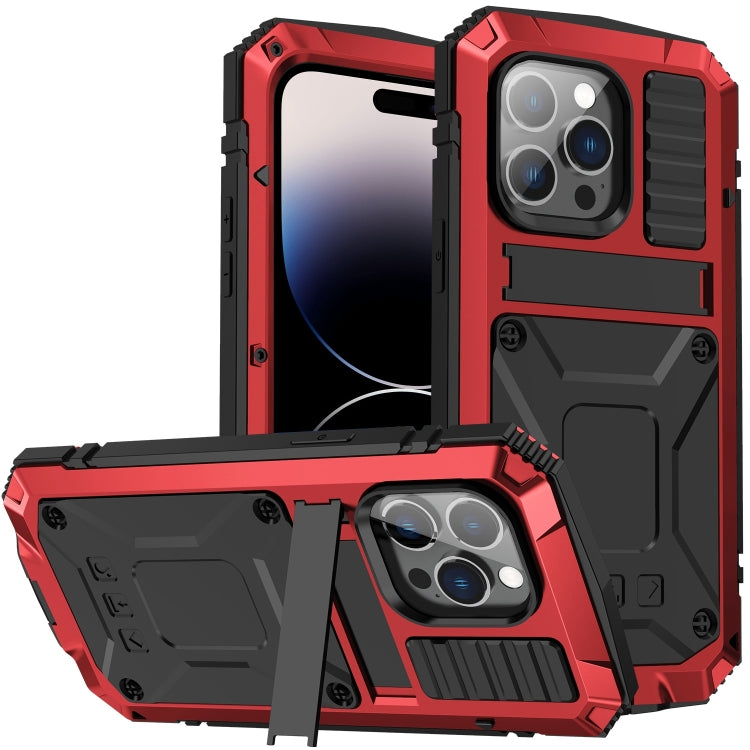 For iPhone 14 Pro Max R-JUST Shockproof Waterproof Dust-proof Case with Holder (Red) - iPhone 14 Pro Max Cases by R-JUST | Online Shopping South Africa | PMC Jewellery | Buy Now Pay Later Mobicred