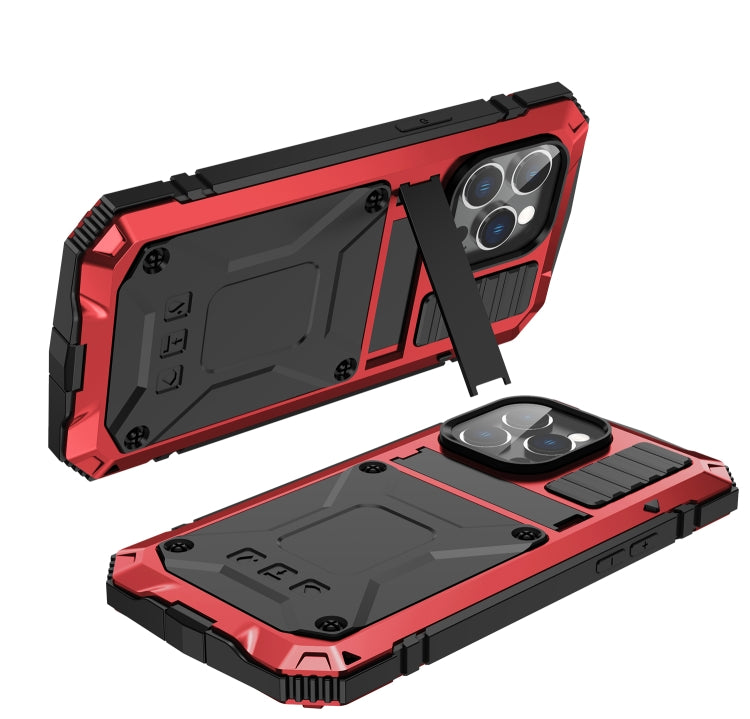 For iPhone 14 Pro Max R-JUST Shockproof Waterproof Dust-proof Case with Holder (Red) - iPhone 14 Pro Max Cases by R-JUST | Online Shopping South Africa | PMC Jewellery | Buy Now Pay Later Mobicred