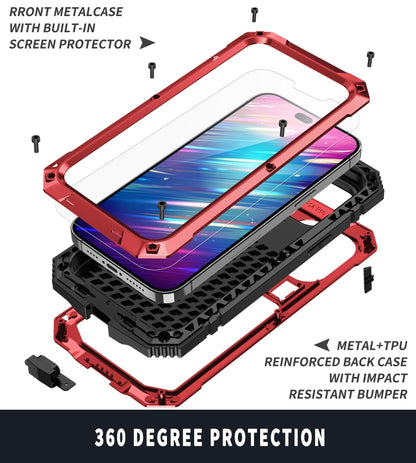 For iPhone 14 Pro Max R-JUST Shockproof Waterproof Dust-proof Case with Holder (Red) - iPhone 14 Pro Max Cases by R-JUST | Online Shopping South Africa | PMC Jewellery | Buy Now Pay Later Mobicred