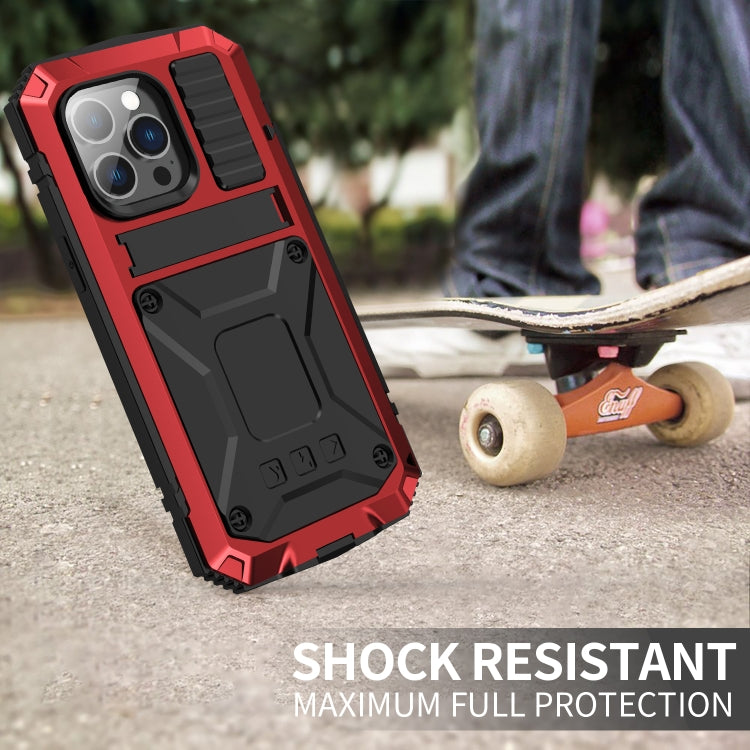 For iPhone 14 Pro Max R-JUST Shockproof Waterproof Dust-proof Case with Holder (Red) - iPhone 14 Pro Max Cases by R-JUST | Online Shopping South Africa | PMC Jewellery | Buy Now Pay Later Mobicred