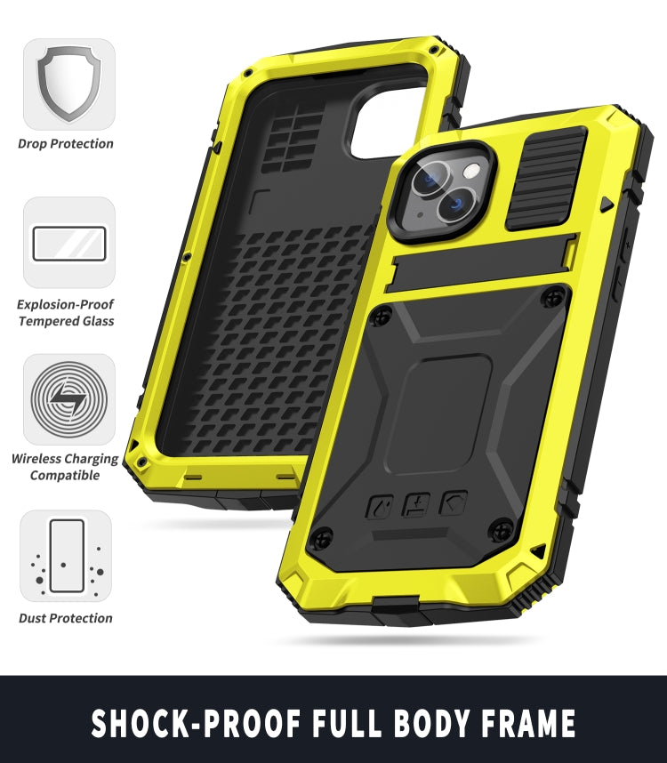 For iPhone 14 Plus R-JUST Shockproof Waterproof Dust-proof Case with Holder (Yellow) - iPhone 14 Plus Cases by R-JUST | Online Shopping South Africa | PMC Jewellery