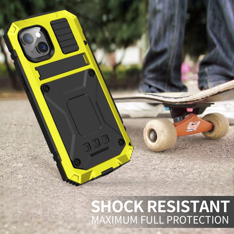 For iPhone 14 Plus R-JUST Shockproof Waterproof Dust-proof Case with Holder (Yellow) - iPhone 14 Plus Cases by R-JUST | Online Shopping South Africa | PMC Jewellery