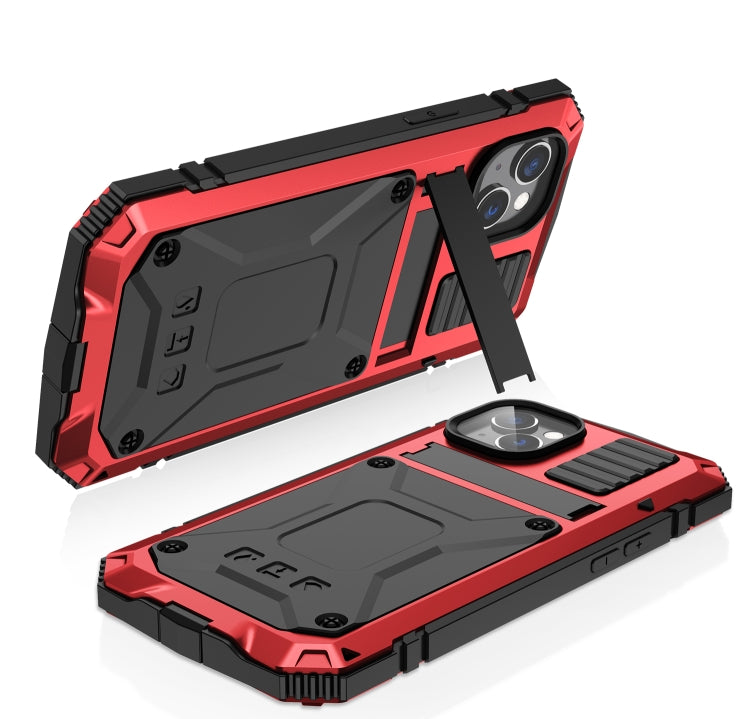 For iPhone 14 Plus R-JUST Shockproof Waterproof Dust-proof Case with Holder (Red) - iPhone 14 Plus Cases by R-JUST | Online Shopping South Africa | PMC Jewellery | Buy Now Pay Later Mobicred