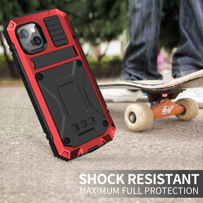 For iPhone 14 Plus R-JUST Shockproof Waterproof Dust-proof Case with Holder (Red) - iPhone 14 Plus Cases by R-JUST | Online Shopping South Africa | PMC Jewellery | Buy Now Pay Later Mobicred