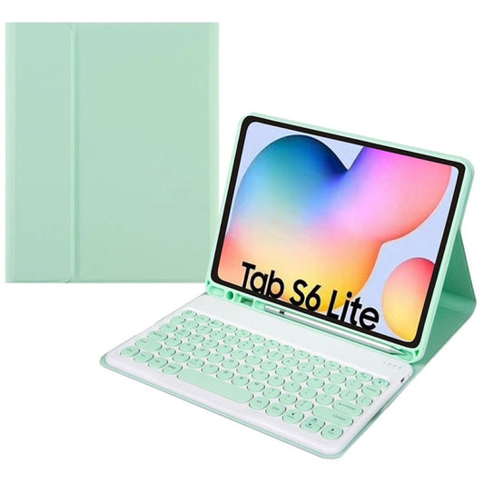 Round Cap Bluetooth Keyboard Leather Case with Pen Slot, without Touchpad For Samsung Galaxy Tab S7(Green+Green Keyboard) - Samsung Keyboard by PMC Jewellery | Online Shopping South Africa | PMC Jewellery