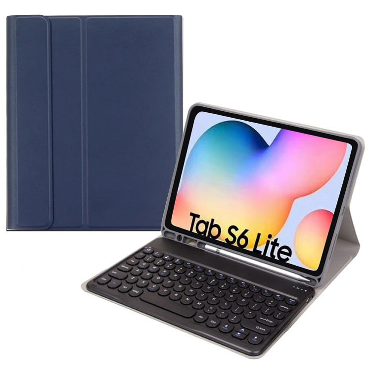 Round Cap Bluetooth Keyboard Leather Case with Pen Slot, without Touchpad For Samsung Galaxy Tab S7(Dark Blue+Black Keyboard) - Samsung Keyboard by PMC Jewellery | Online Shopping South Africa | PMC Jewellery