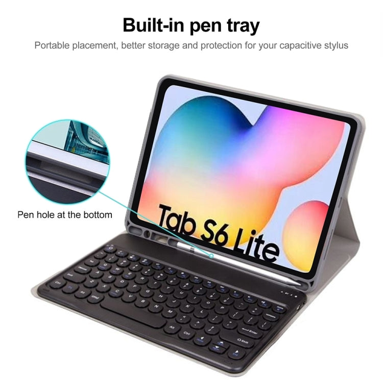 Round Cap Bluetooth Keyboard Leather Case with Pen Slot, without Touchpad For Samsung Galaxy Tab A7 10.4 2020(Dark Blue+Black Keyboard) - Samsung Keyboard by PMC Jewellery | Online Shopping South Africa | PMC Jewellery