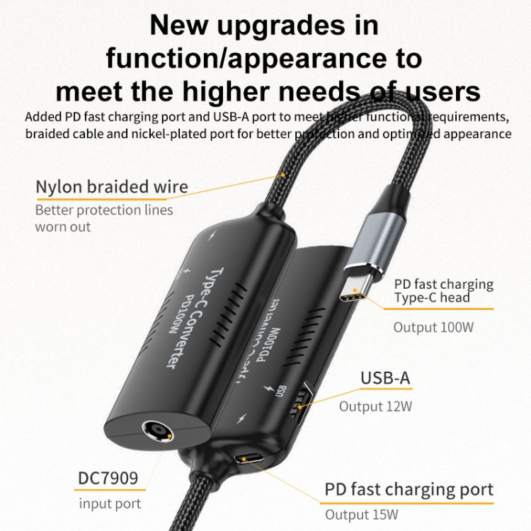 DC7909 + Type-C + USB Female to Type-C Multifunction Apapter - Cable & Adapters by PMC Jewellery | Online Shopping South Africa | PMC Jewellery | Buy Now Pay Later Mobicred