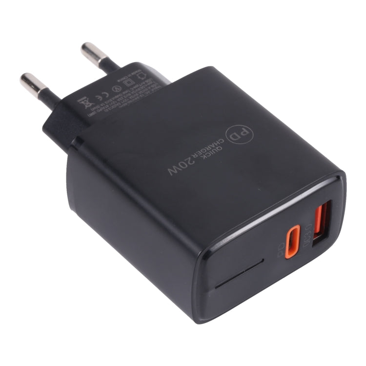 LZ-1130 PD 20W Type-C+QC 3.0 USB Fast Charger, Plug Type:EU Plug(Black) - USB Charger by PMC Jewellery | Online Shopping South Africa | PMC Jewellery | Buy Now Pay Later Mobicred