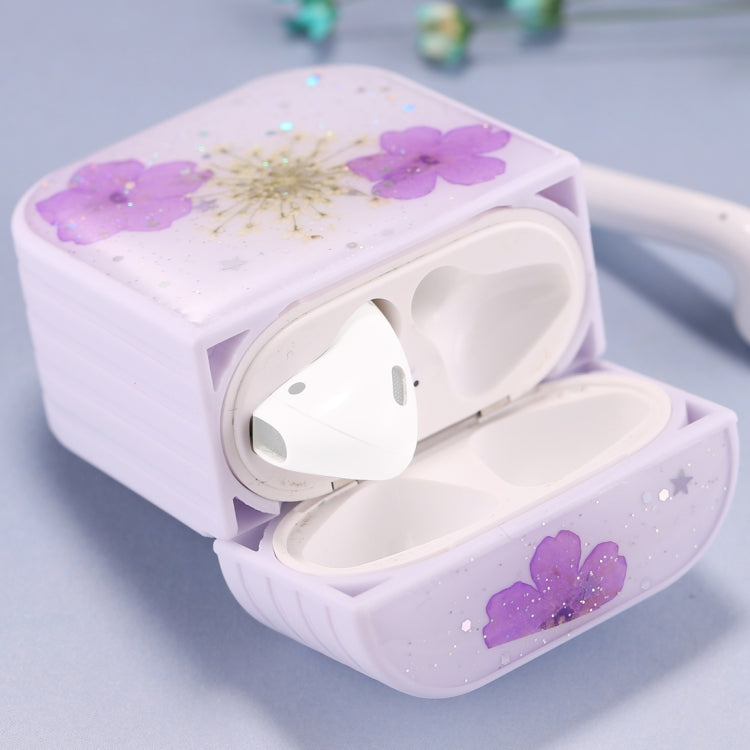 For AirPods 1 / 2 Beautiful Ladies Flowers Pattern Wireless Earphone Protective Case(Purple) - For AirPods 1/2 by PMC Jewellery | Online Shopping South Africa | PMC Jewellery