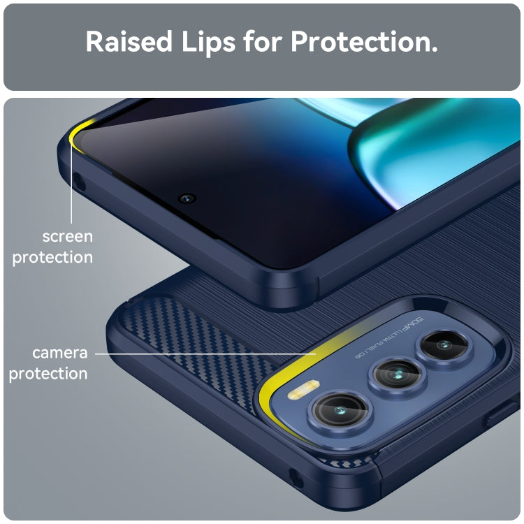 For Motorola Edge 30 Brushed Texture Carbon Fiber TPU Phone Case(Blue) - Motorola Cases by PMC Jewellery | Online Shopping South Africa | PMC Jewellery | Buy Now Pay Later Mobicred