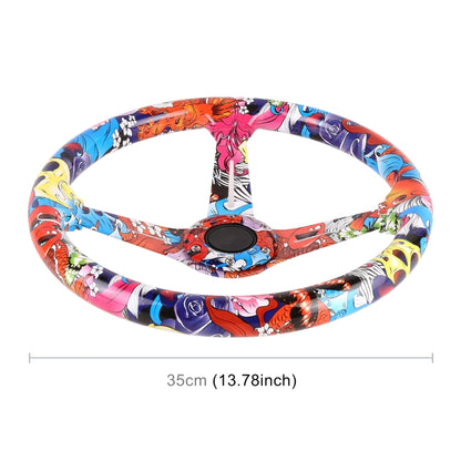 35cm Car Racing Graffiti ABS Steering Wheel(Style 2) - Steering Wheel Accessories by PMC Jewellery | Online Shopping South Africa | PMC Jewellery | Buy Now Pay Later Mobicred