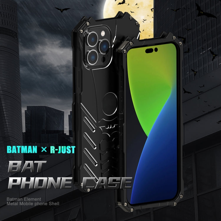 For iPhone 14 Plus R-JUST Batman Metal Mobile Phone Protective Case (Black) - iPhone 14 Plus Cases by R-JUST | Online Shopping South Africa | PMC Jewellery | Buy Now Pay Later Mobicred