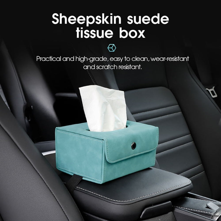 Car Hanging Type Tissue Box Sheepskin Leather Facial Tissue Case(Grey) - Tissue Boxes by PMC Jewellery | Online Shopping South Africa | PMC Jewellery | Buy Now Pay Later Mobicred