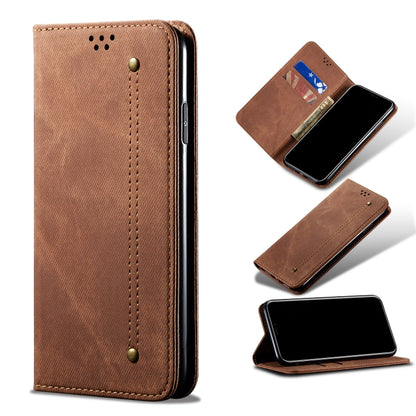 For OnePlus 8 Denim Texture Casual Style Horizontal Flip Leather Case with Holder & Card Slots & Wallet(Brown) - OnePlus Cases by PMC Jewellery | Online Shopping South Africa | PMC Jewellery