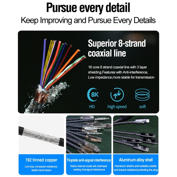 PD240W 40Gbps Dual Type-C USB4 Compatible Fast Charging Data Cable, Length:0.5m(Black) - USB-C & Type-C Cable by PMC TechLife | Online Shopping South Africa | PMC TechLife | Buy Now Pay Later Mobicred