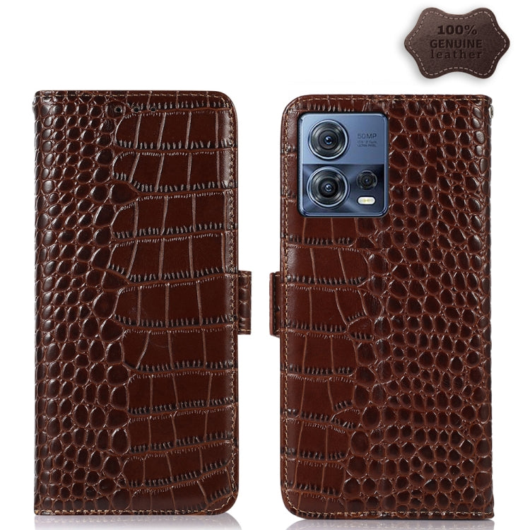For Motorola Moto S30 Pro Crocodile Top Layer Cowhide Leather Phone Case(Brown) - Motorola Cases by PMC TechLife | Online Shopping South Africa | PMC TechLife | Buy Now Pay Later Mobicred