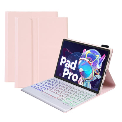 AM18-BS Tri-color Backlight Bluetooth Keyboard Leather Case For Lenovo XiaoXin Pad Pro 2022 11.2 inch(Pink) - Lenovo Keyboard by PMC Jewellery | Online Shopping South Africa | PMC Jewellery