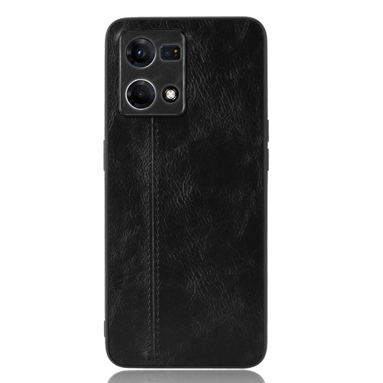 For OPPO Reno7 4G Sewing Cow Pattern Skin PC + PU + TPU Case(Black) - OPPO Cases by PMC Jewellery | Online Shopping South Africa | PMC Jewellery | Buy Now Pay Later Mobicred