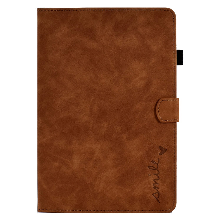 For Huawei MediaPad T5 Embossed Smile Flip Tablet Leather Case(Brown) - Huawei by PMC TechLife | Online Shopping South Africa | PMC TechLife | Buy Now Pay Later Mobicred