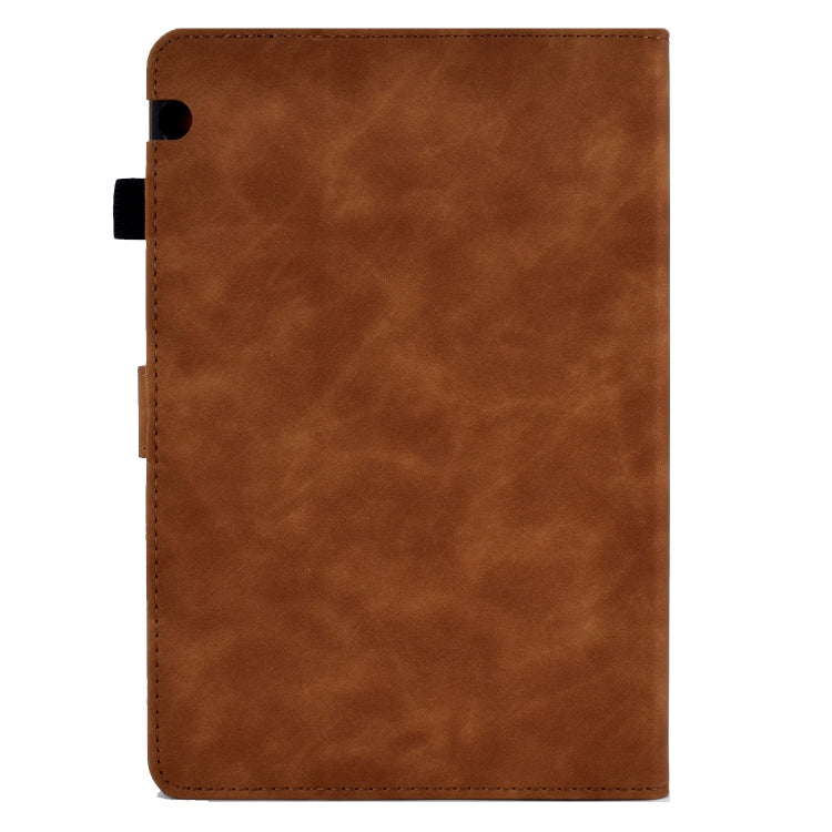 For Huawei MediaPad T5 Embossed Smile Flip Tablet Leather Case(Brown) - Huawei by PMC TechLife | Online Shopping South Africa | PMC TechLife | Buy Now Pay Later Mobicred