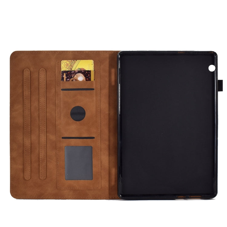 For Huawei MediaPad T5 Embossed Smile Flip Tablet Leather Case(Brown) - Huawei by PMC TechLife | Online Shopping South Africa | PMC TechLife | Buy Now Pay Later Mobicred