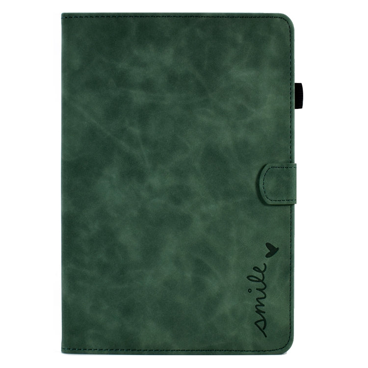 For Huawei MediaPad T5 Embossed Smile Flip Tablet Leather Case(Green) - Huawei by PMC TechLife | Online Shopping South Africa | PMC TechLife | Buy Now Pay Later Mobicred