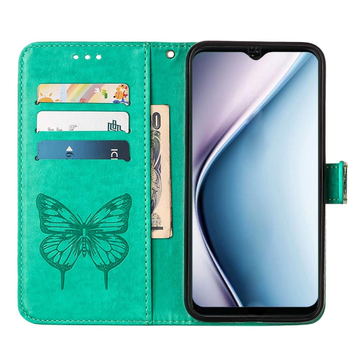 For Itel P38/S17/S1661W/Vision 3 Embossed Butterfly Flip Leather Phone Case(Green) - More Brand by PMC Jewellery | Online Shopping South Africa | PMC Jewellery