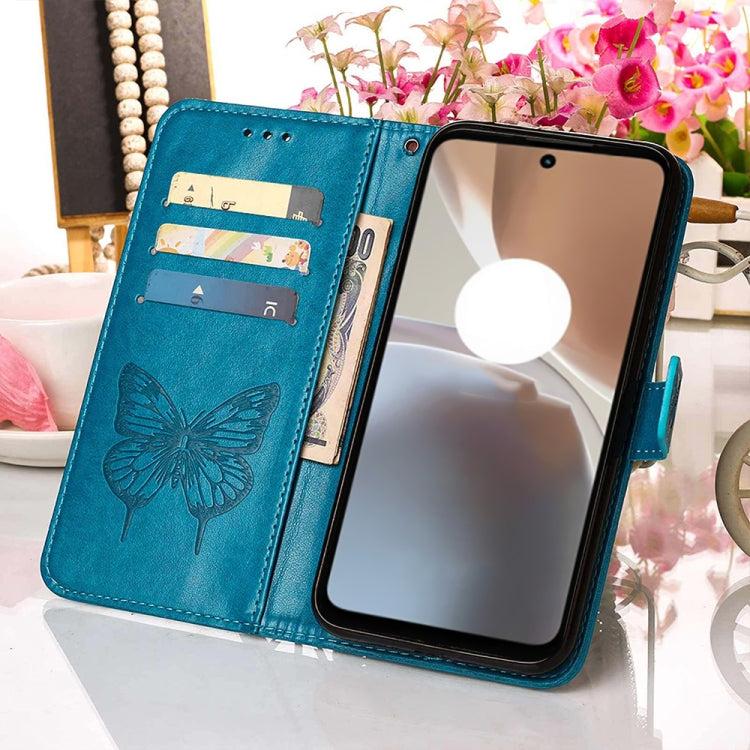 For Motorola Moto G32 Embossed Butterfly Flip Leather Phone Case(Blue) - Motorola Cases by PMC Jewellery | Online Shopping South Africa | PMC Jewellery | Buy Now Pay Later Mobicred