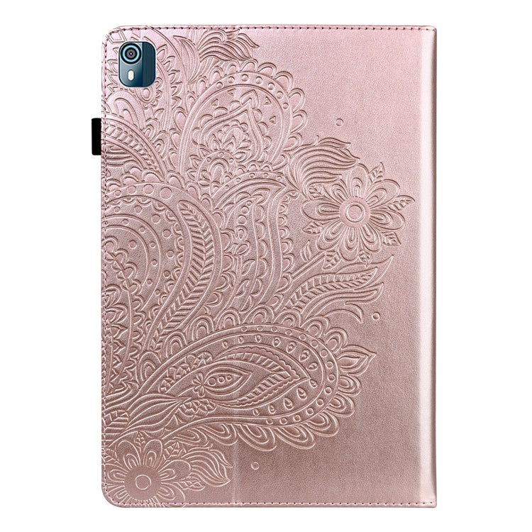For Nokia T10 Peacock Embossed Pattern Leather Tablet Case(Gold) - Nokia by PMC TechLife | Online Shopping South Africa | PMC TechLife | Buy Now Pay Later Mobicred