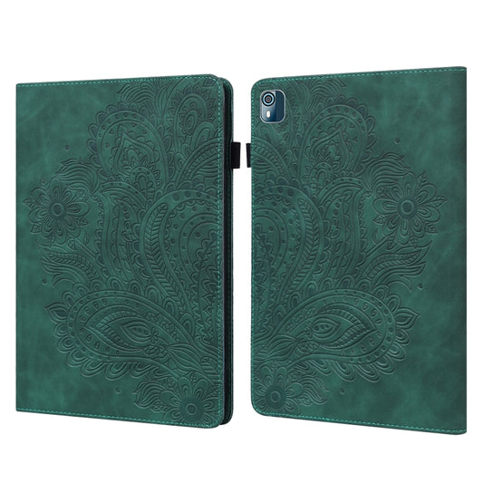 For Nokia T10 Peacock Embossed Pattern Leather Tablet Case(Green) - Nokia by PMC Jewellery | Online Shopping South Africa | PMC Jewellery | Buy Now Pay Later Mobicred