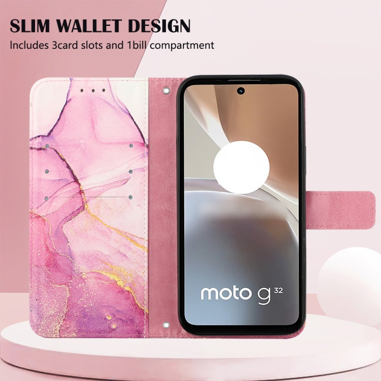 For Motorola Moto G32 PT003 Marble Pattern Flip Leather Phone Case(Pink Purple) - Motorola Cases by PMC Jewellery | Online Shopping South Africa | PMC Jewellery | Buy Now Pay Later Mobicred