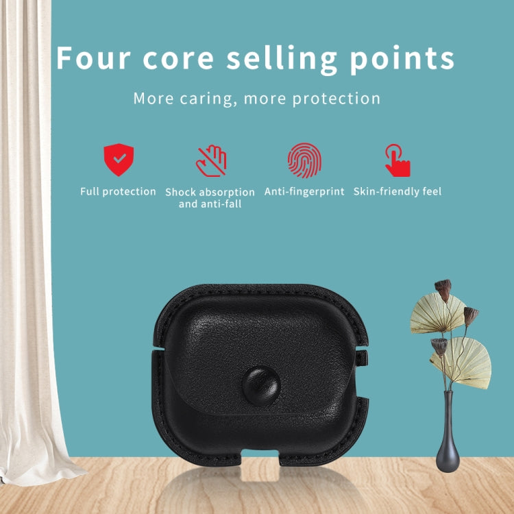 For AirPods Pro 2 Litchi Texture PU Leather Earphone Protective Case with Hook(Red) - For AirPods Pro 2 by PMC Jewellery | Online Shopping South Africa | PMC Jewellery | Buy Now Pay Later Mobicred