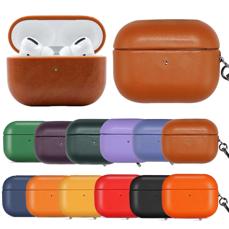 For Apple AirPods Pro PU Leather Wireless Bluetooth Earphone Protective Case(Dark Green) - For AirPods Pro by PMC Jewellery | Online Shopping South Africa | PMC Jewellery | Buy Now Pay Later Mobicred