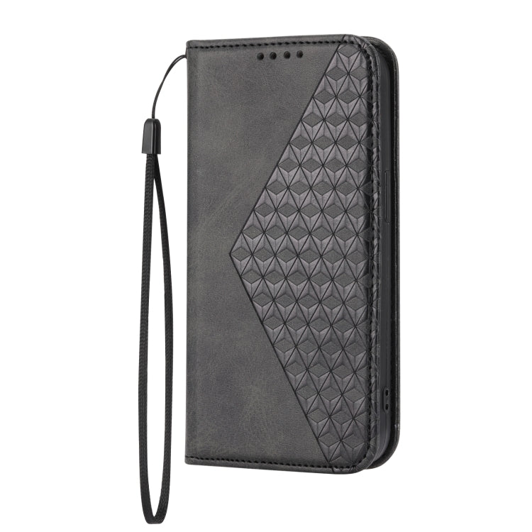 For Motorola Moto G32 Cubic Grid Calf Texture Magnetic Closure Leather Phone Case(Black) - Motorola Cases by PMC Jewellery | Online Shopping South Africa | PMC Jewellery | Buy Now Pay Later Mobicred