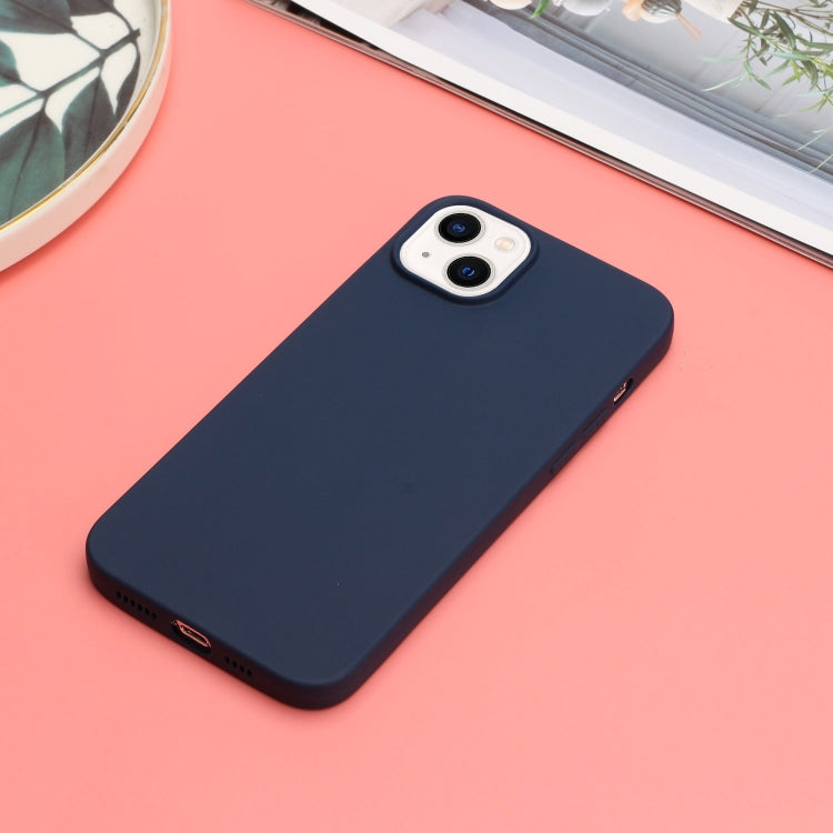 For iPhone 14 Plus Solid Color Frosted Silicone Phone Case(Navy Blue) - iPhone 14 Plus Cases by PMC Jewellery | Online Shopping South Africa | PMC Jewellery