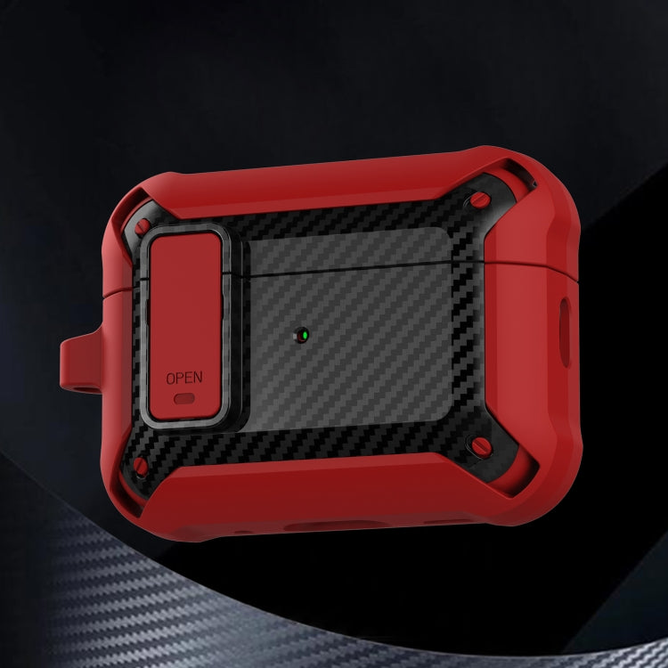 For AirPods Pro 2 Bumblebee Carbon Fiber Earphone Protective Case(Red Black) - For AirPods Pro 2 by PMC Jewellery | Online Shopping South Africa | PMC Jewellery | Buy Now Pay Later Mobicred