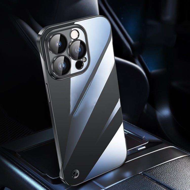 For iPhone 14 Pro Electroplating Frameless Clear PC Phone Case(Black) - iPhone 14 Pro Cases by PMC Jewellery | Online Shopping South Africa | PMC Jewellery | Buy Now Pay Later Mobicred