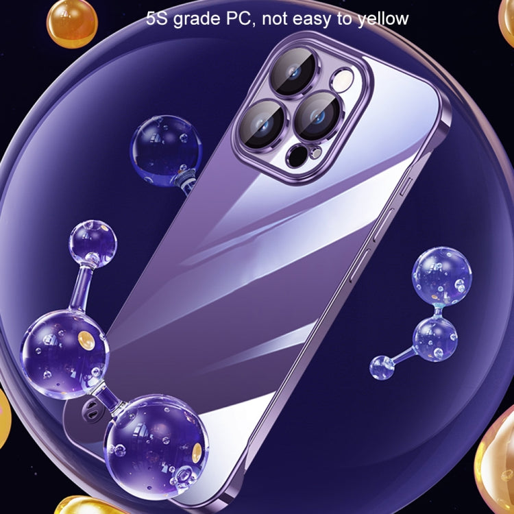 For iPhone 14 Pro Max Electroplating Frameless Clear PC Phone Case(Purple) - iPhone 14 Pro Max Cases by PMC Jewellery | Online Shopping South Africa | PMC Jewellery | Buy Now Pay Later Mobicred