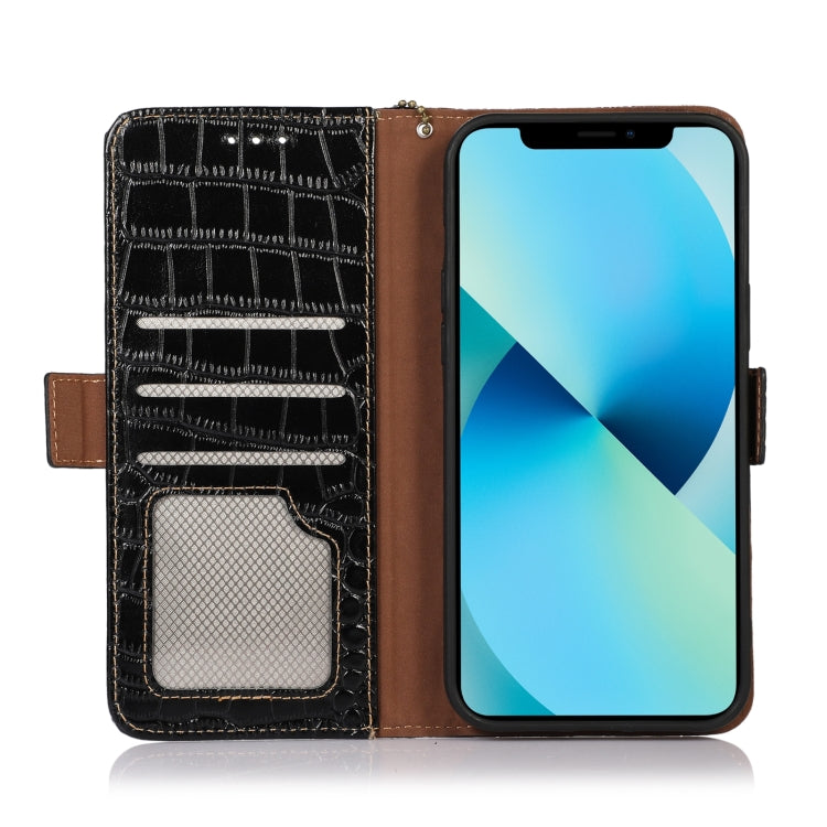 For Honor X8 5G Crocodile Top Layer Cowhide Leather Phone Case(Black) - Honor Cases by PMC TechLife | Online Shopping South Africa | PMC TechLife | Buy Now Pay Later Mobicred