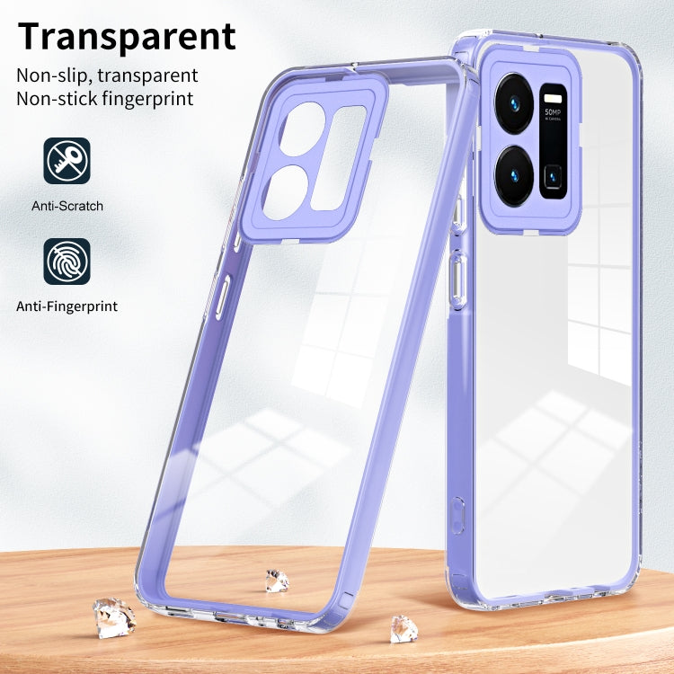 For vivo Y35 4G 2022 Global / Y22 4G 3 in 1 Clear TPU Color PC Frame Phone Case(Purple) - vivo Cases by PMC Jewellery | Online Shopping South Africa | PMC Jewellery | Buy Now Pay Later Mobicred