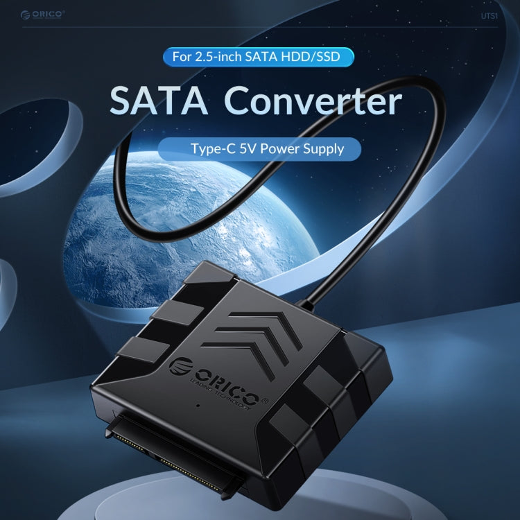 ORICO UTS1 Type-C / USB-C USB 3.0 2.5-inch SATA HDD Adapter with 12V 2A Power Adapter, Cable Length:1m(EU Plug) - free shipping - PMC Jewellery - Order now!