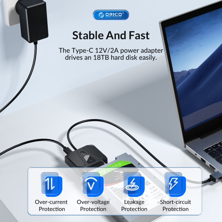 ORICO UTS1 Type-C / USB-C USB 3.0 2.5-inch SATA HDD Adapter with 12V 2A Power Adapter, Cable Length:1m(AU Plug) - free shipping - PMC Jewellery - Order now!