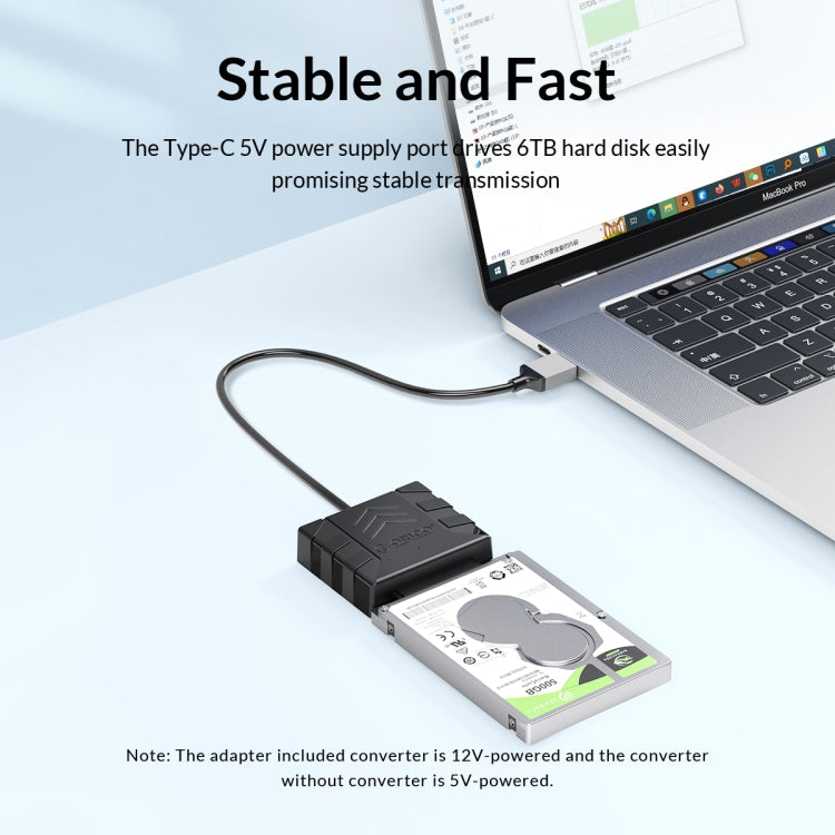 ORICO UTS1 Type-C / USB-C USB 3.0 2.5-inch SATA HDD Adapter with 12V 2A Power Adapter, Cable Length:1m(UK Plug) - free shipping - PMC Jewellery - Order now!