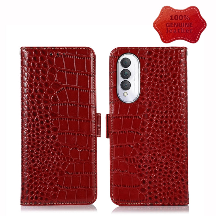 For Honor X20 SE Crocodile Top Layer Cowhide Leather Phone Case(Red) - Honor Cases by PMC TechLife | Online Shopping South Africa | PMC TechLife | Buy Now Pay Later Mobicred