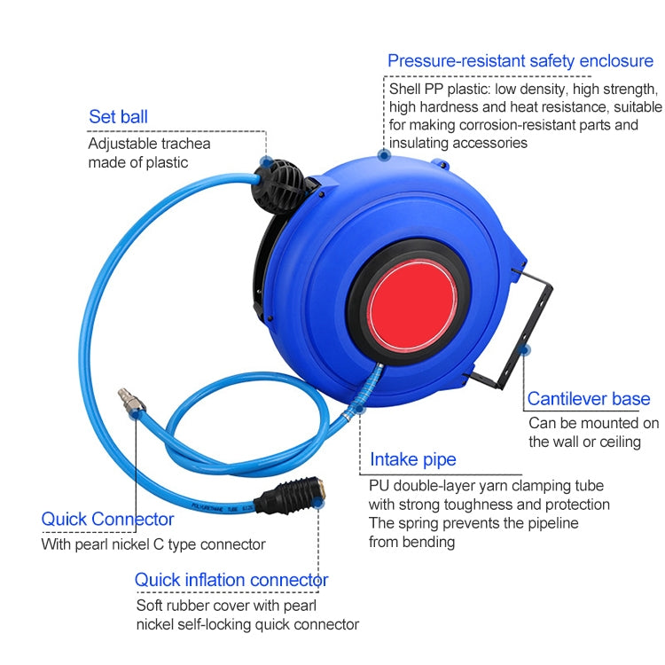LAIZE Automatic Retractable Air Hose Reel Pneumatic PU Tube, Specification:8x5mm, 15m - free shipping - PMC TechLife - Order now!
